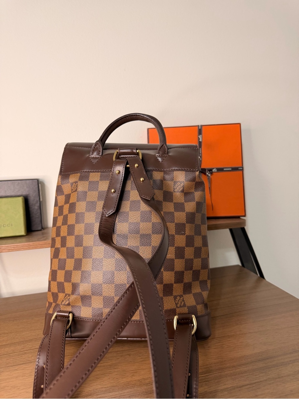 AUTHENTIC - Louis Vuitton Damier Ebene Soho Backback - Picture 3 of 15